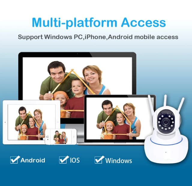 3 Antenna V380 2MP Full HD WIFT IP Camera - Q5Y 360 Degree Two-way Voice Camera