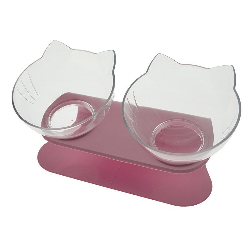 Cat Double Bowl Cat Food Bowl Cervical Vertebra