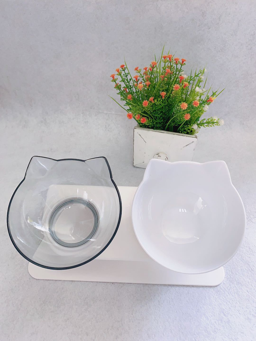 Cat Double Bowl Cat Food Bowl Cervical Vertebra