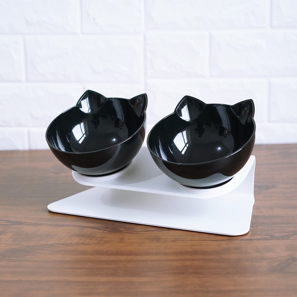 Cat Double Bowl Cat Food Bowl Cervical Vertebra