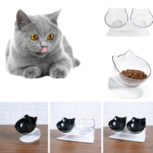 Cat Double Bowl Cat Food Bowl Cervical Vertebra