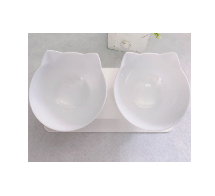 Cat Double Bowl Cat Food Bowl Cervical Vertebra